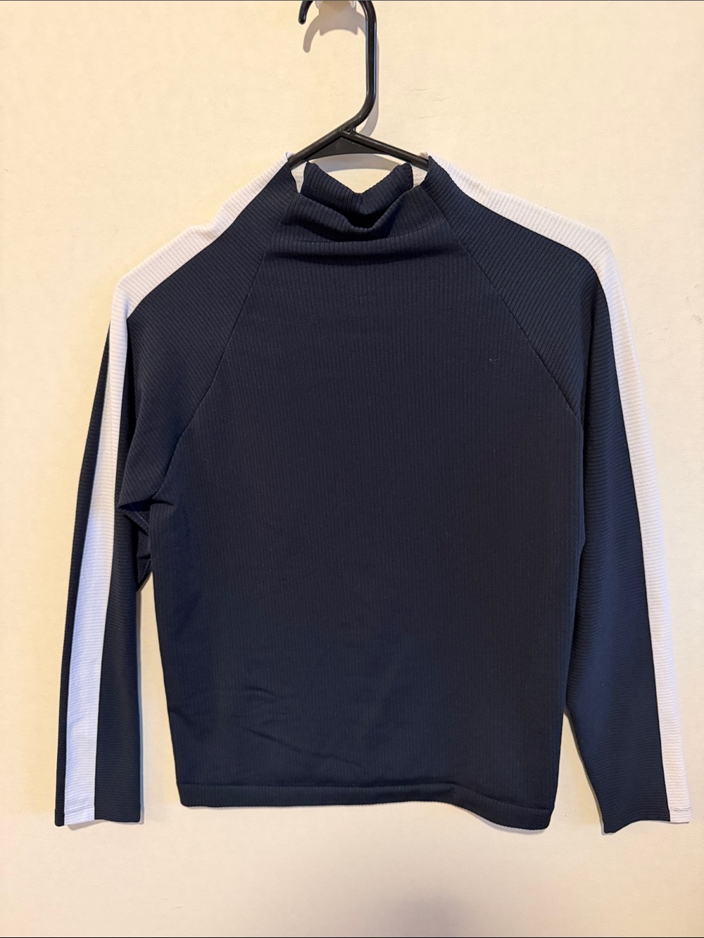 Athleta Navy and White Women's Mock Neck Top